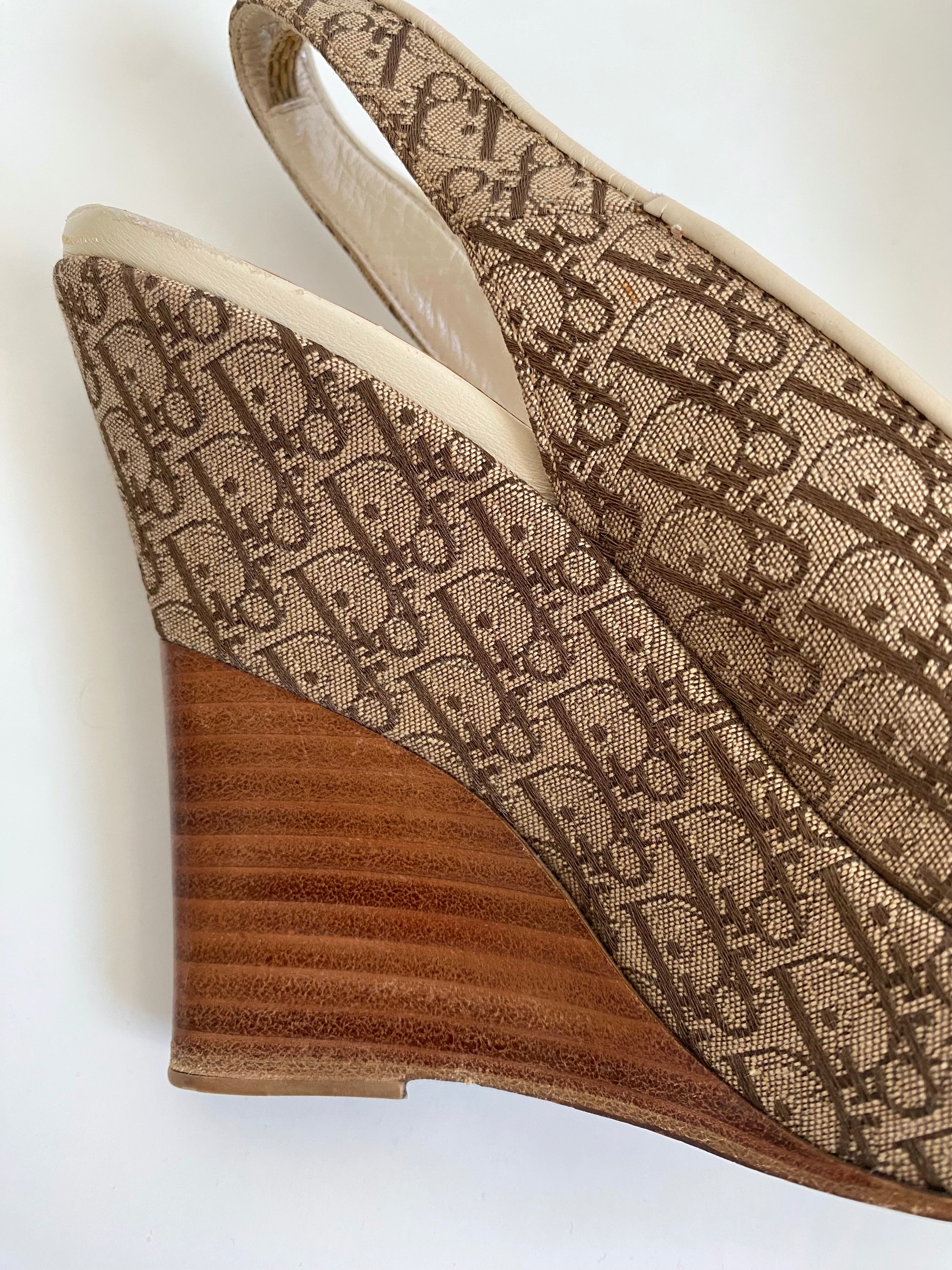 Christian Dior Trotter Slingback Wedge | US 5.5/ EU 35.5