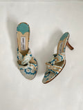 Jimmy Choo Blue and White Geometric Floral Mule Heel EU 36 | US 6