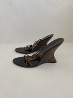 Pelle Moda Gold Floral Embellished Wedge | US 10