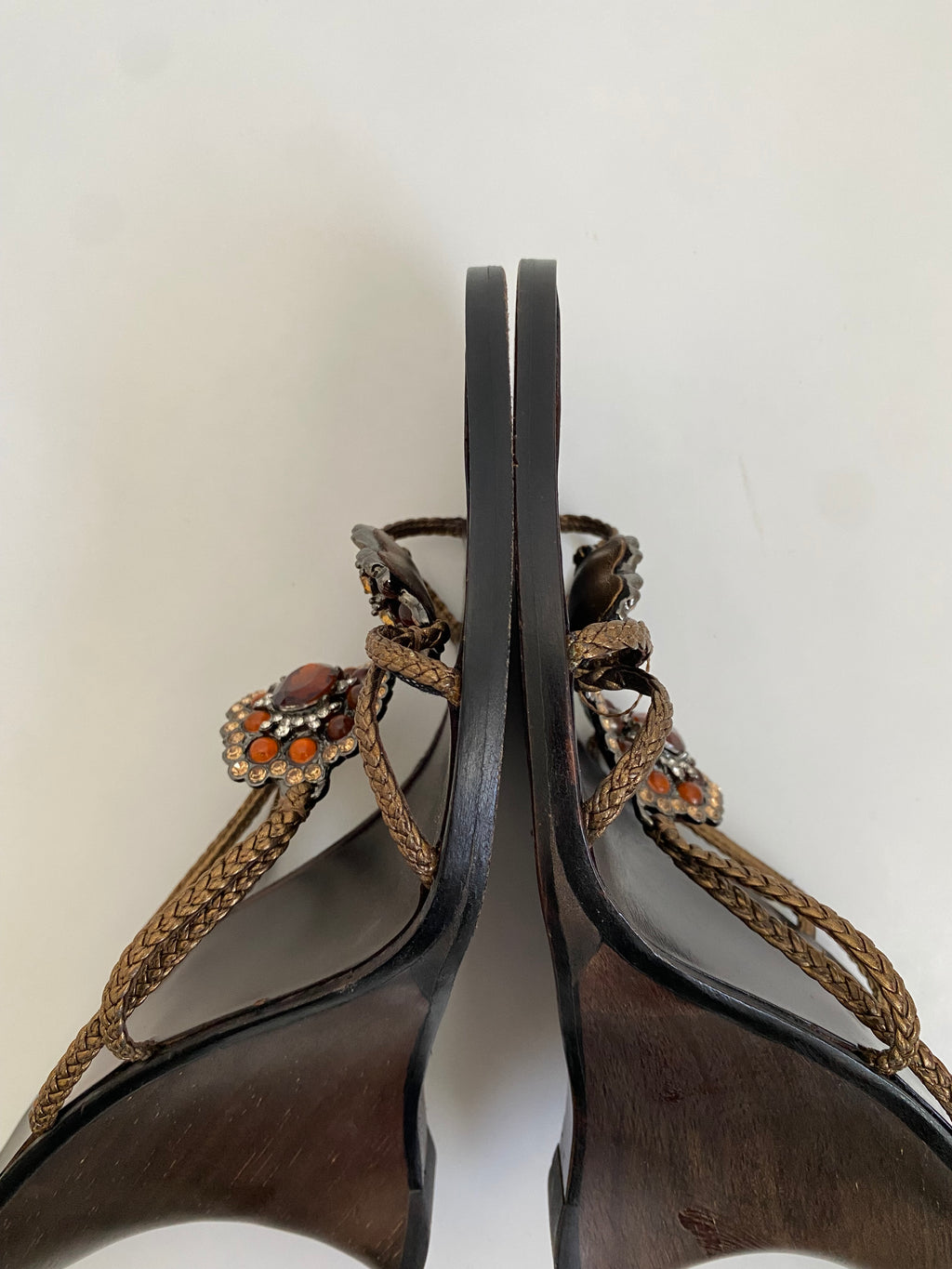 Pelle Moda Gold Floral Embellished Wedge | US 10