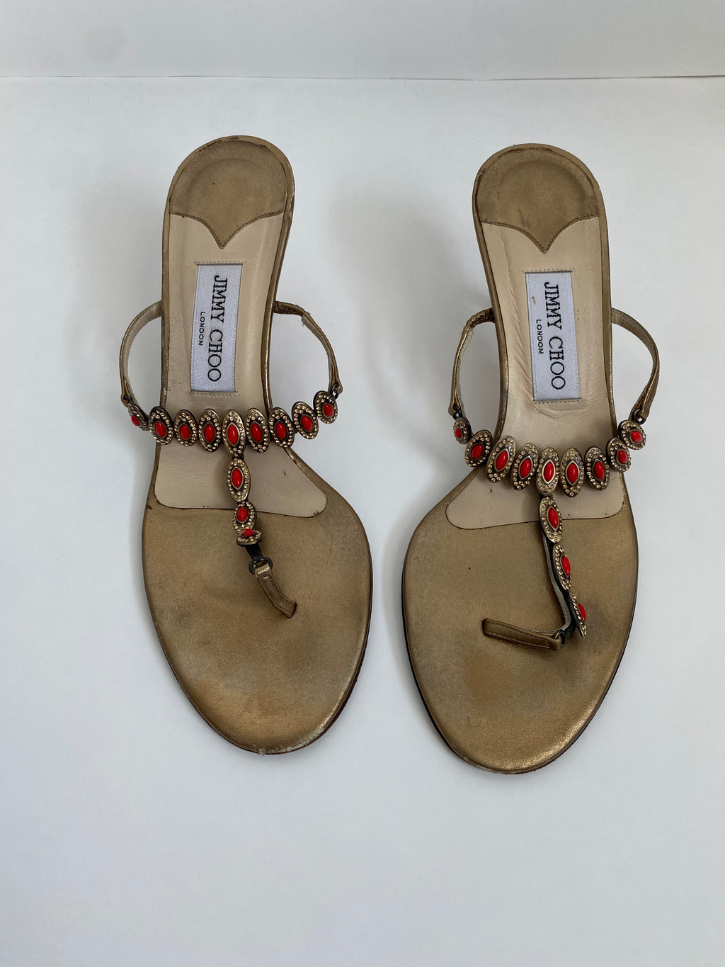 Jimmy Choo Bronze Jewel T-Strap Kitten Heel Mule | US 10.5/ EU 40.5