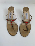 Jimmy Choo Bronze Jewel T-Strap Kitten Heel Mule | US 10.5/ EU 40.5