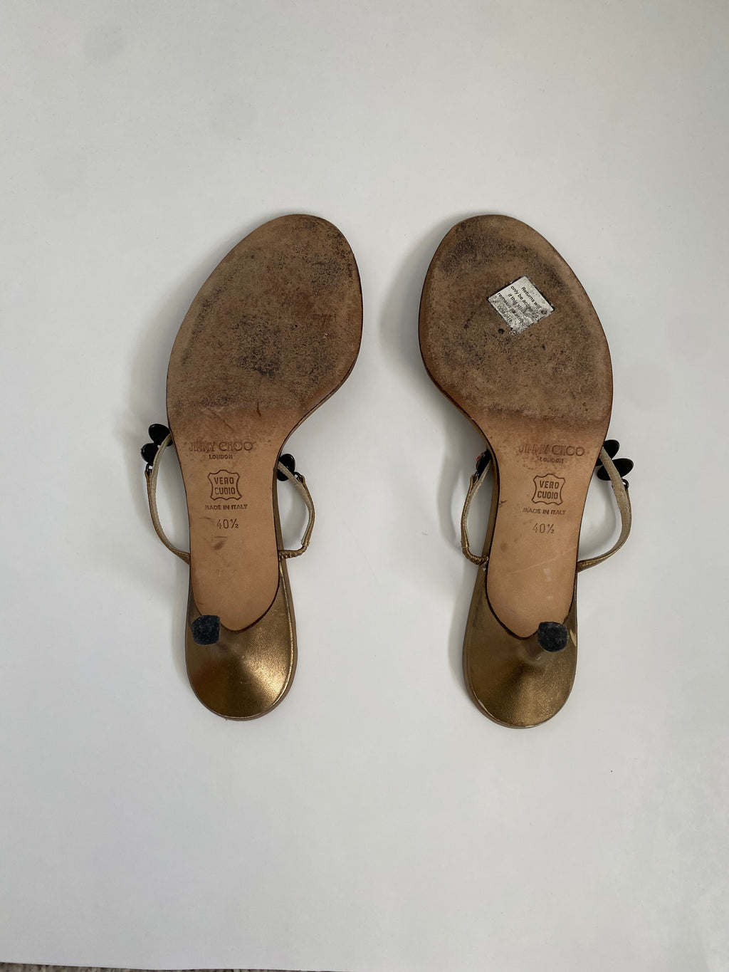 Jimmy Choo Bronze Jewel T-Strap Kitten Heel Mule | US 10.5/ EU 40.5