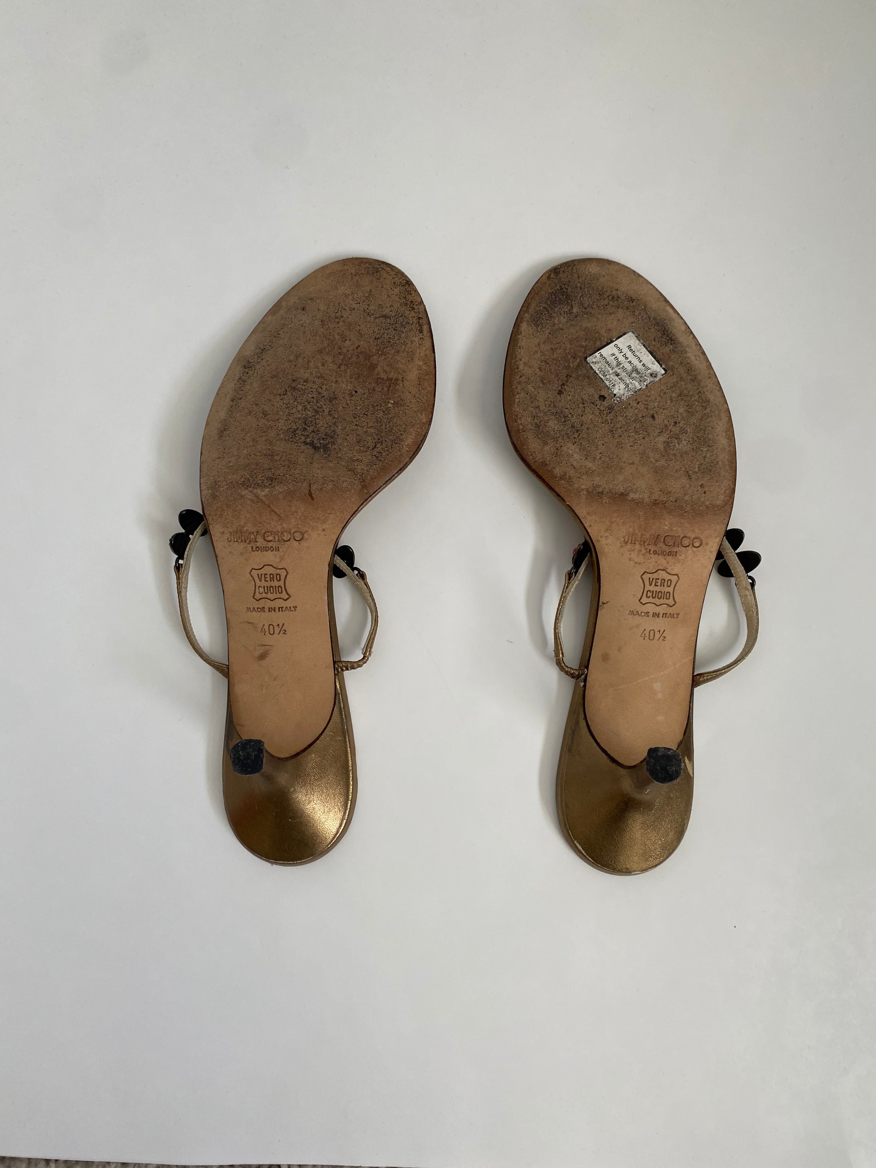 Jimmy Choo Bronze Jewel T-Strap Kitten Heel Mule | US 10.5/ EU 40.5