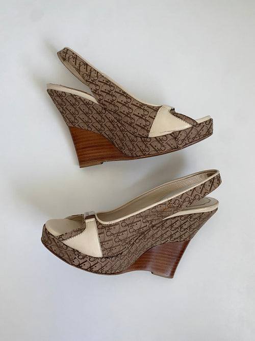 Christian Dior Trotter Slingback Wedge | US 5.5/ EU 35.5
