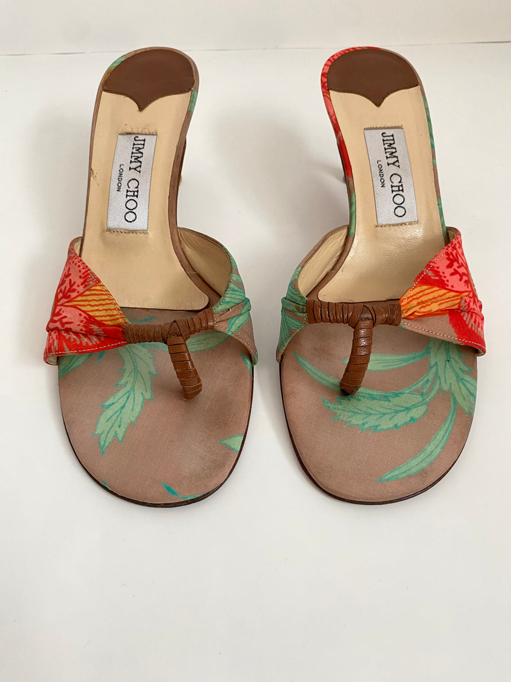 Jimmy Choo Brown Tropical Floral Kitten Heel EU 37 | US 7