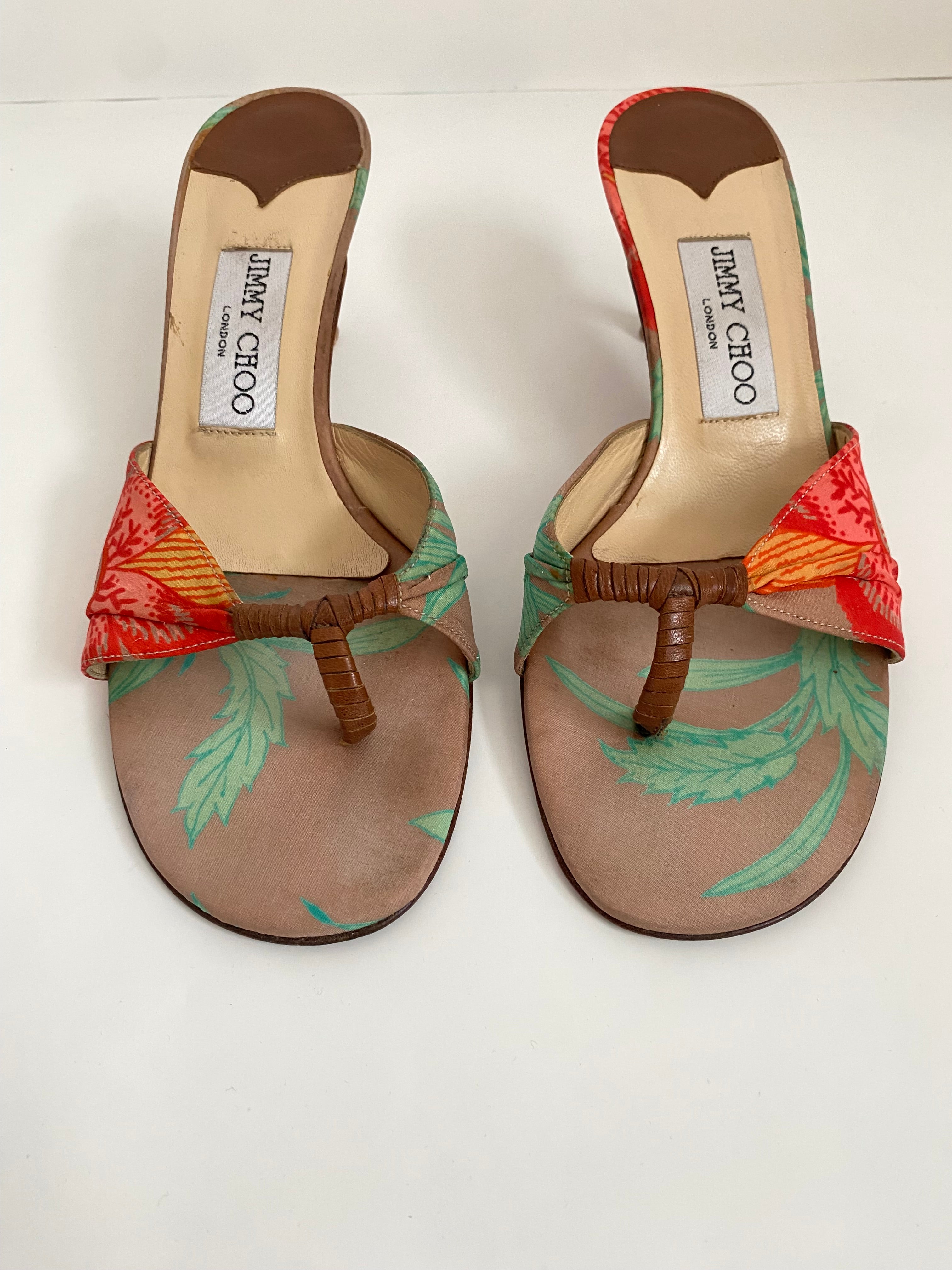 Jimmy Choo Brown Tropical Floral Kitten Heel EU 37 | US 7