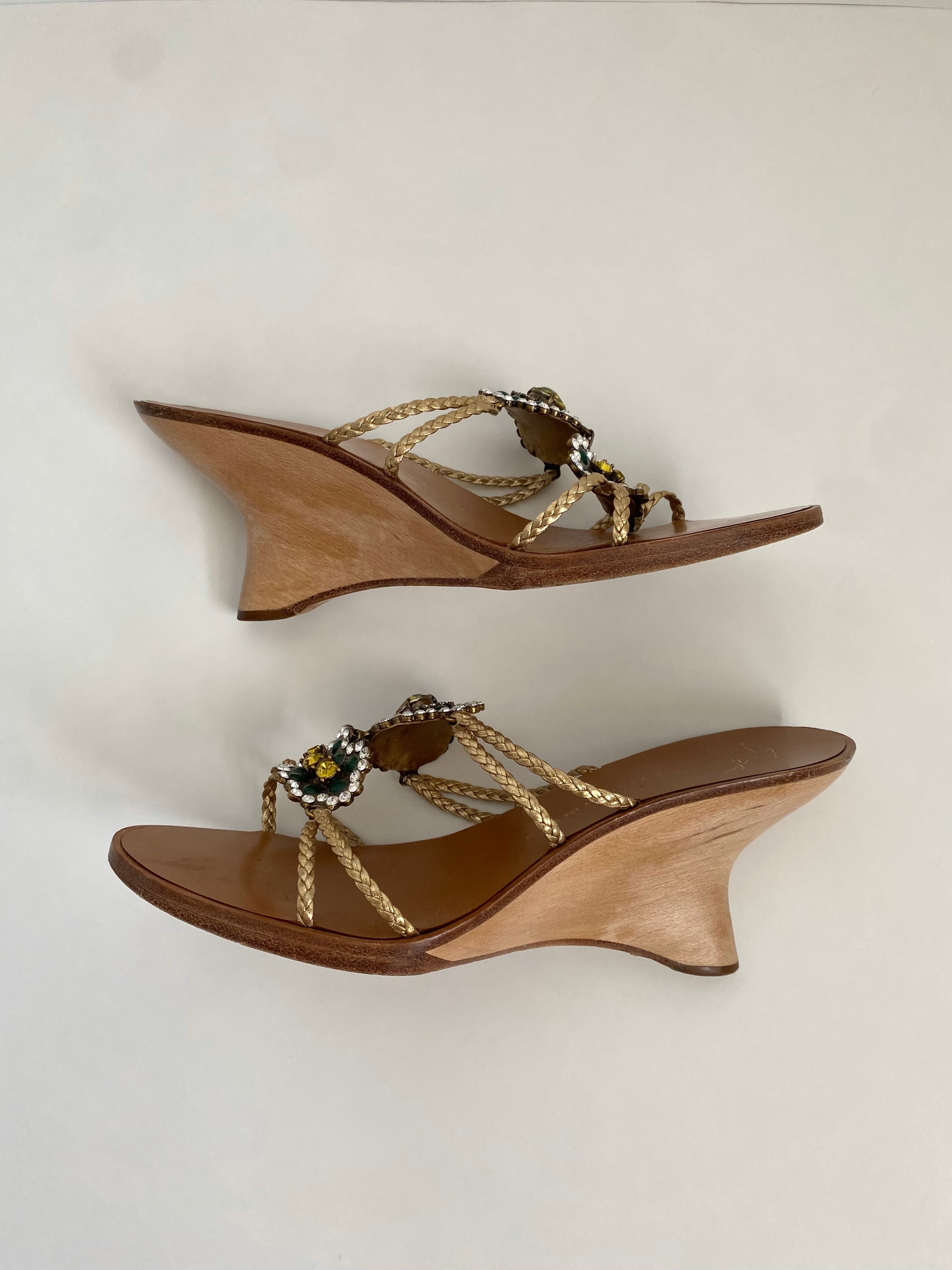 Giuseppe Zanotti Green Jeweled Wedge | US 5.5/ EU 35.5