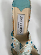 Jimmy Choo Blue and White Geometric Floral Mule Heel EU 36 | US 6
