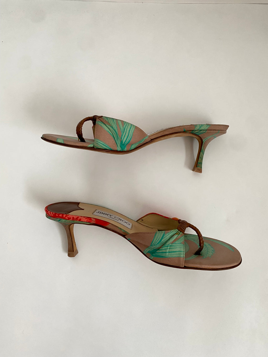 Jimmy Choo Brown Tropical Floral Kitten Heel EU 37 | US 7