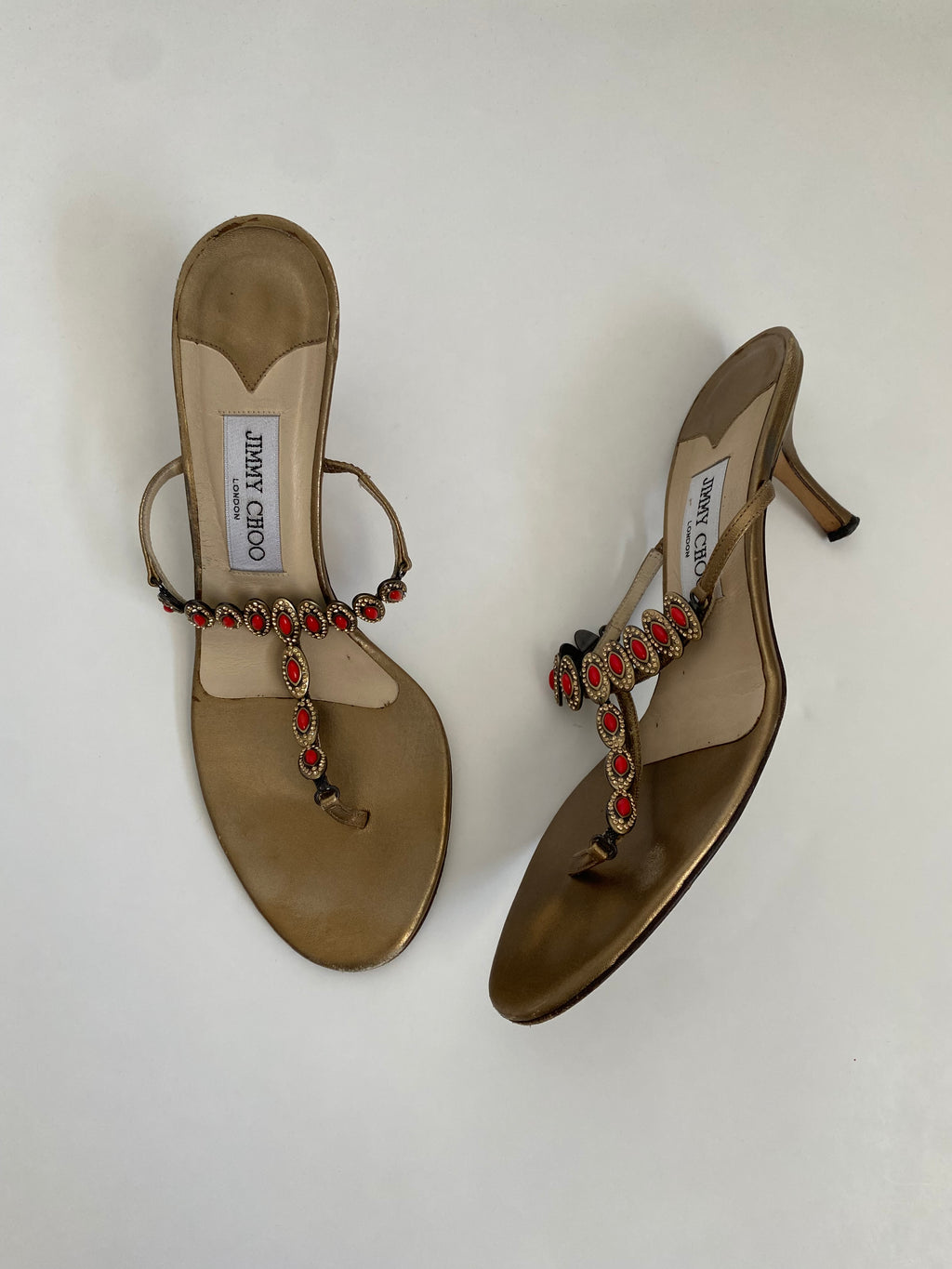 Jimmy Choo Bronze Jewel T-Strap Kitten Heel Mule | US 10.5/ EU 40.5