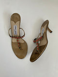 Jimmy Choo Bronze Jewel T-Strap Kitten Heel Mule | US 10.5/ EU 40.5