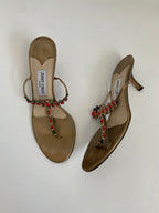 Jimmy Choo Bronze Jewel T-Strap Kitten Heel Mule | US 10.5/ EU 40.5