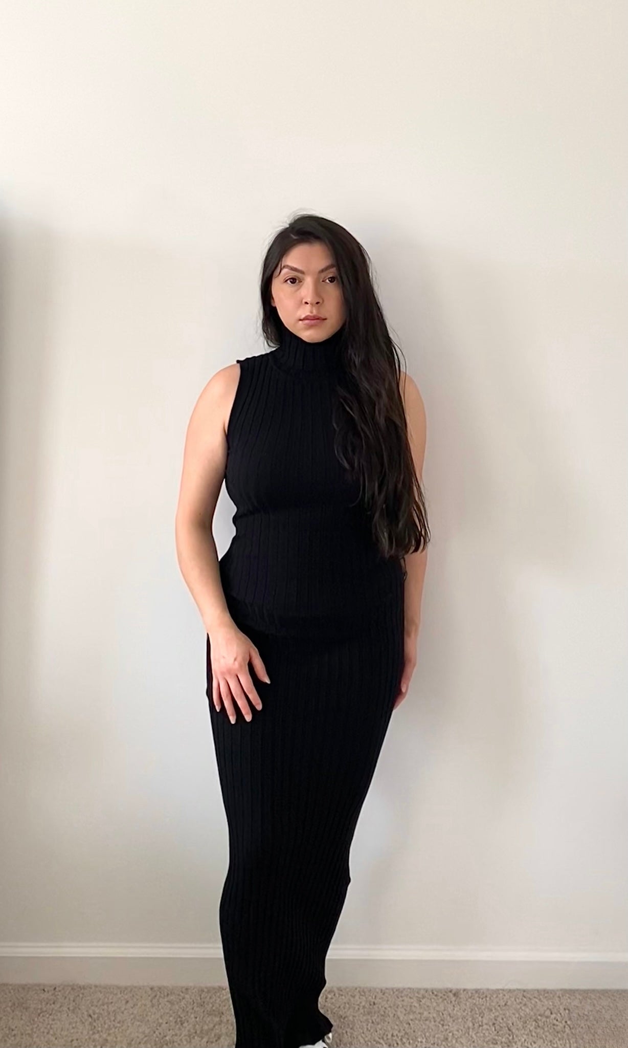 Em Ribbed Turtleneck Maxi