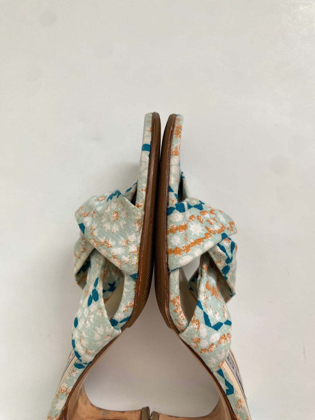 Jimmy Choo Blue and White Geometric Floral Mule Heel EU 36 | US 6
