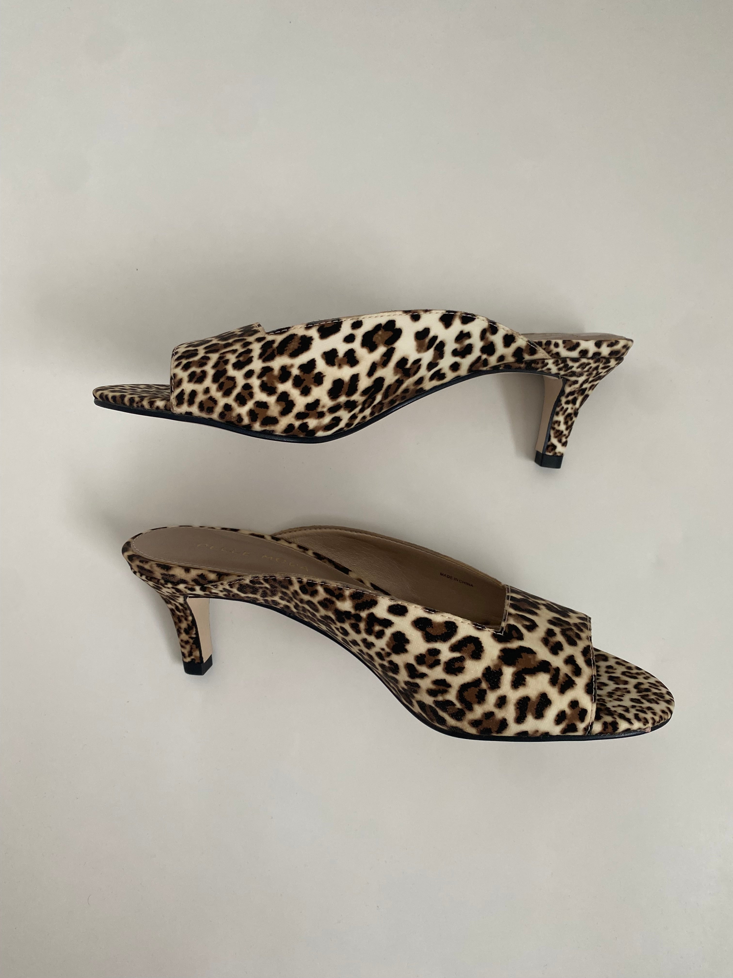 Pelle Moda Leopard Print Kitten Heel Mule US 6