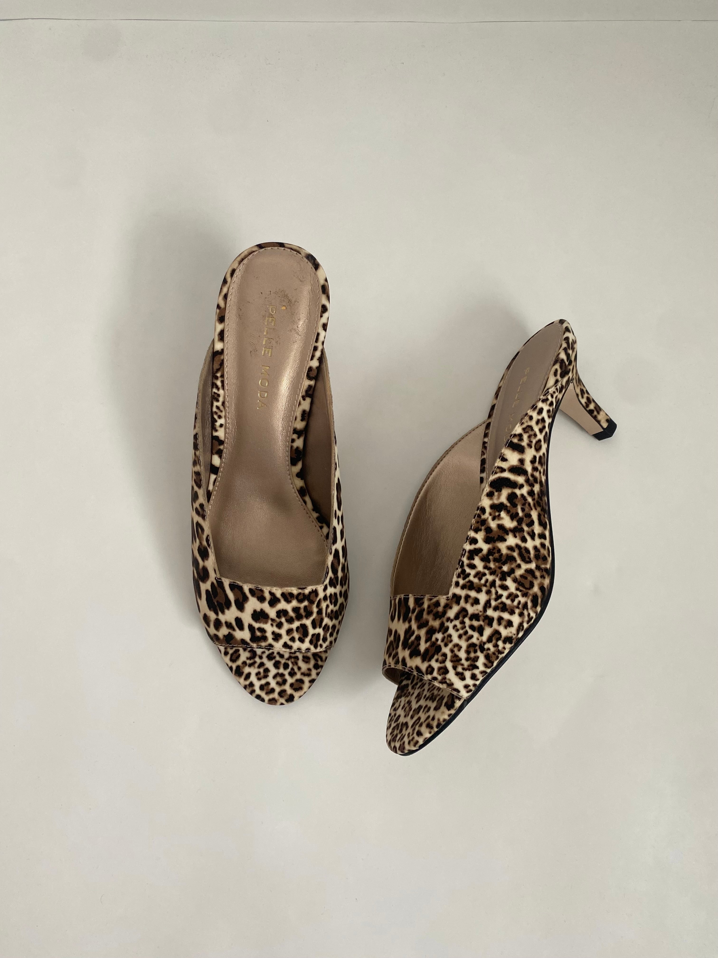Pelle Moda Leopard Print Kitten Heel Mule US 6