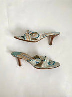 Jimmy Choo Blue and White Geometric Floral Mule Heel EU 36 | US 6