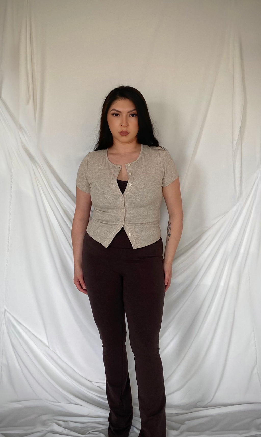 Vera Ribbed Button Tee