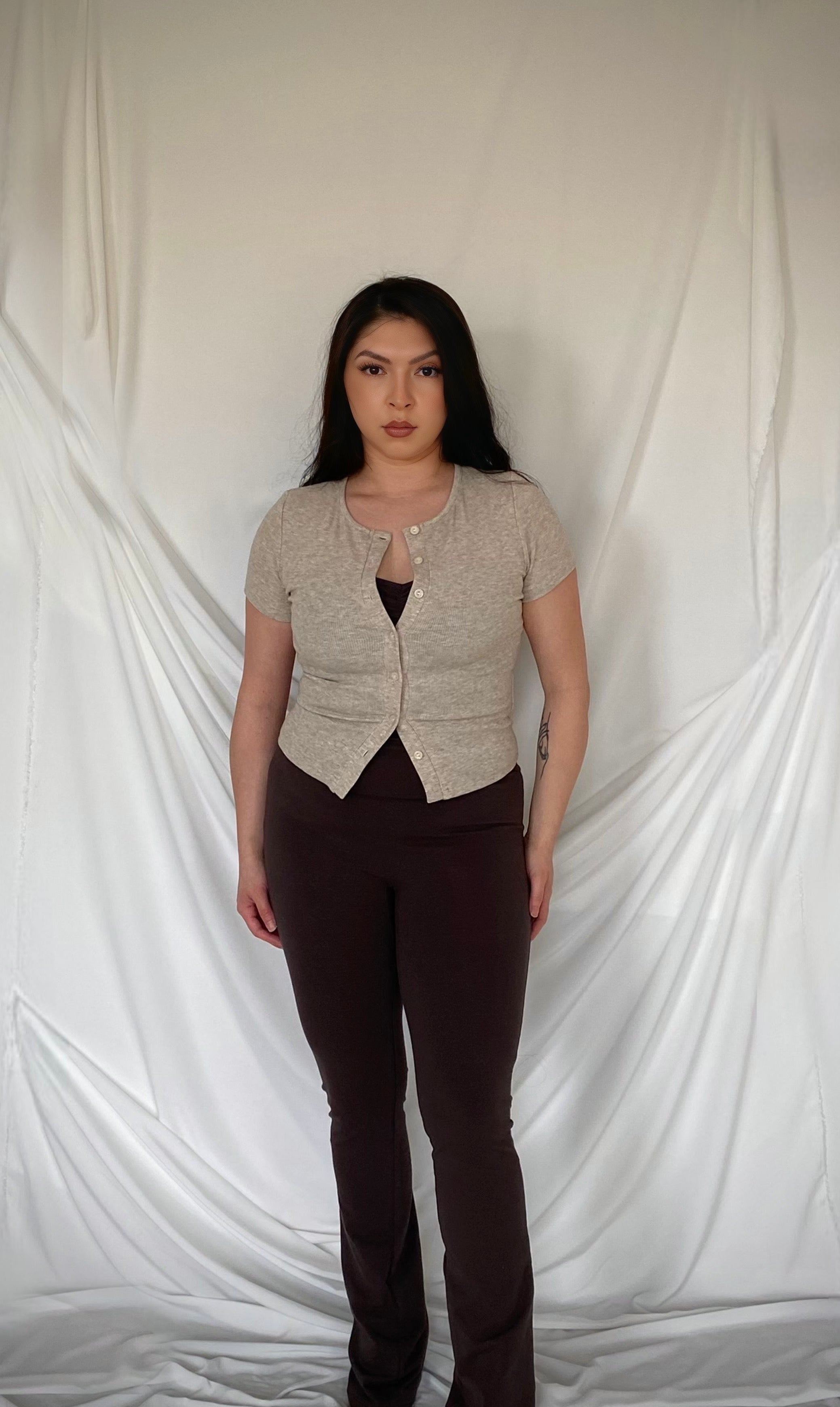 Vera Ribbed Button Tee