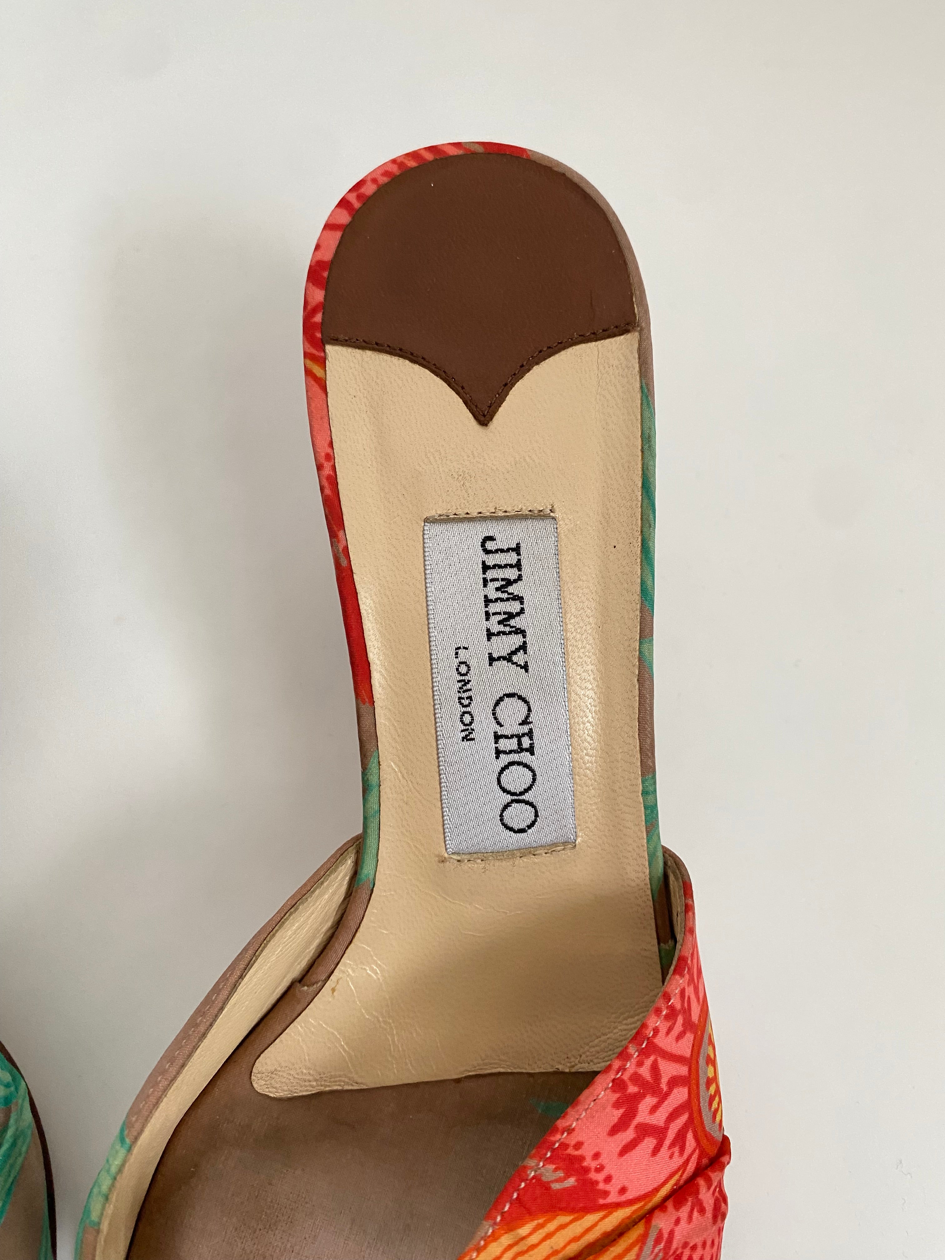 Jimmy Choo Brown Tropical Floral Kitten Heel EU 37 | US 7