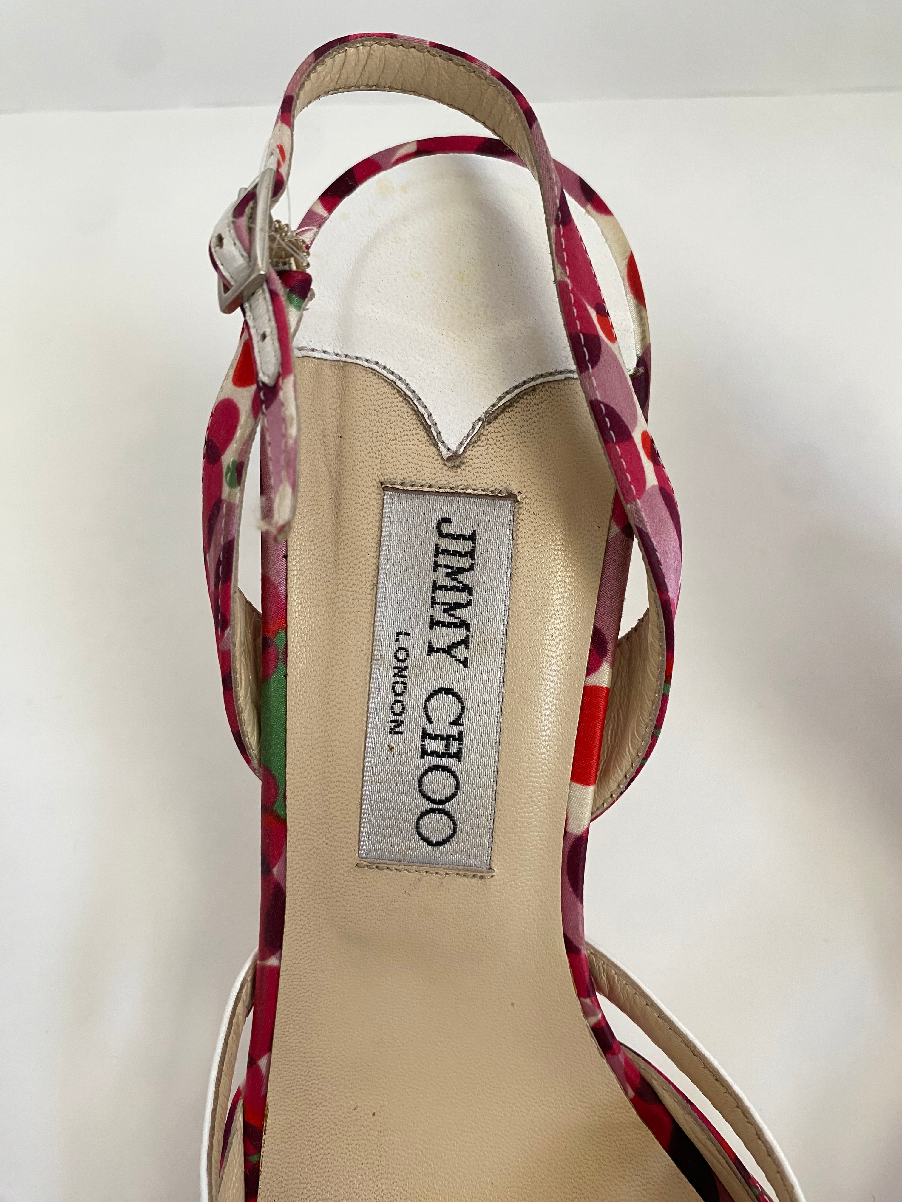 Jimmy Choo Pink Floral Satin Heel EU 38.5 | US 8.5