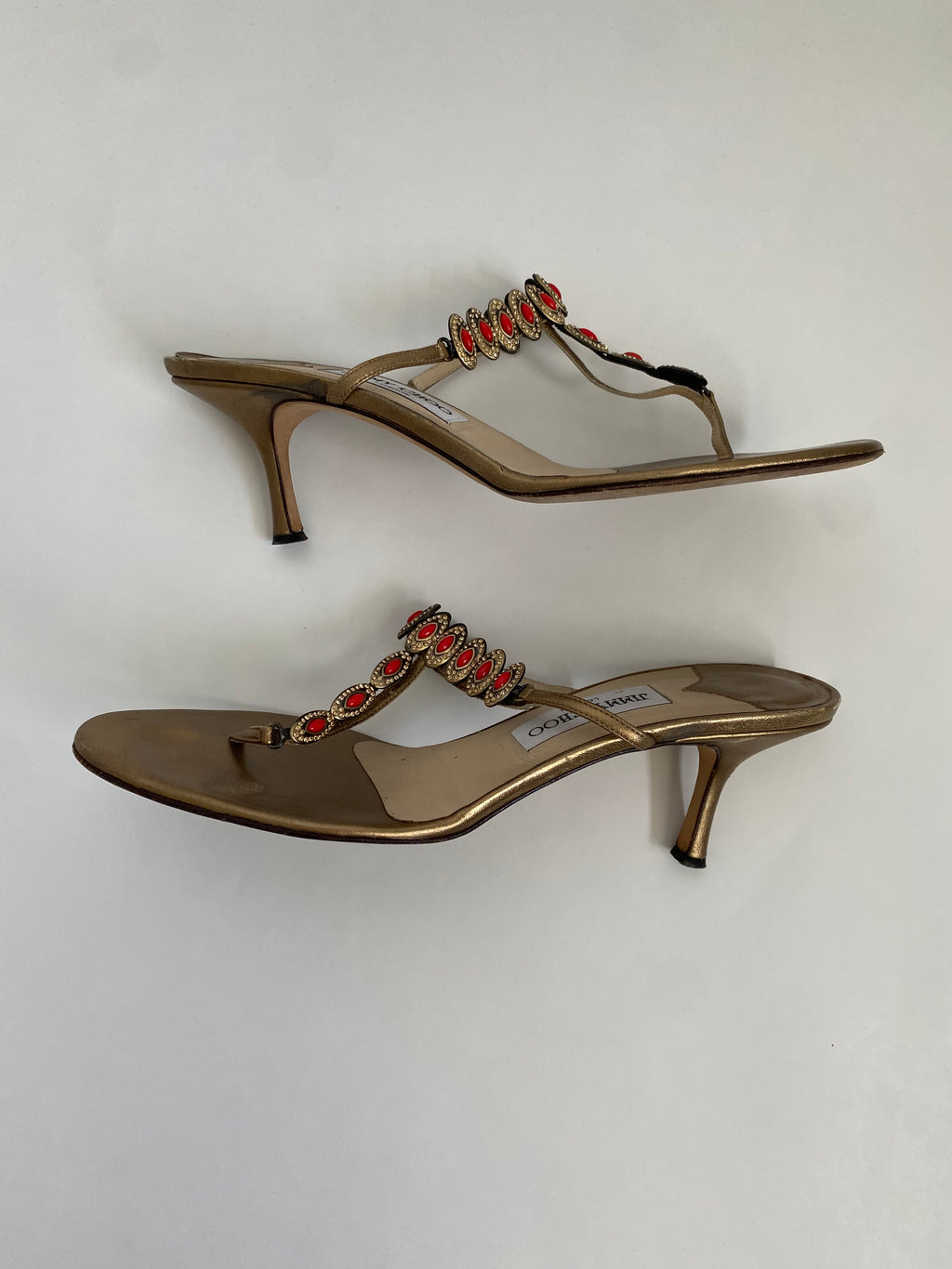 Jimmy Choo Bronze Jewel T-Strap Kitten Heel Mule | US 10.5/ EU 40.5