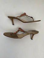 Jimmy Choo Bronze Jewel T-Strap Kitten Heel Mule | US 10.5/ EU 40.5