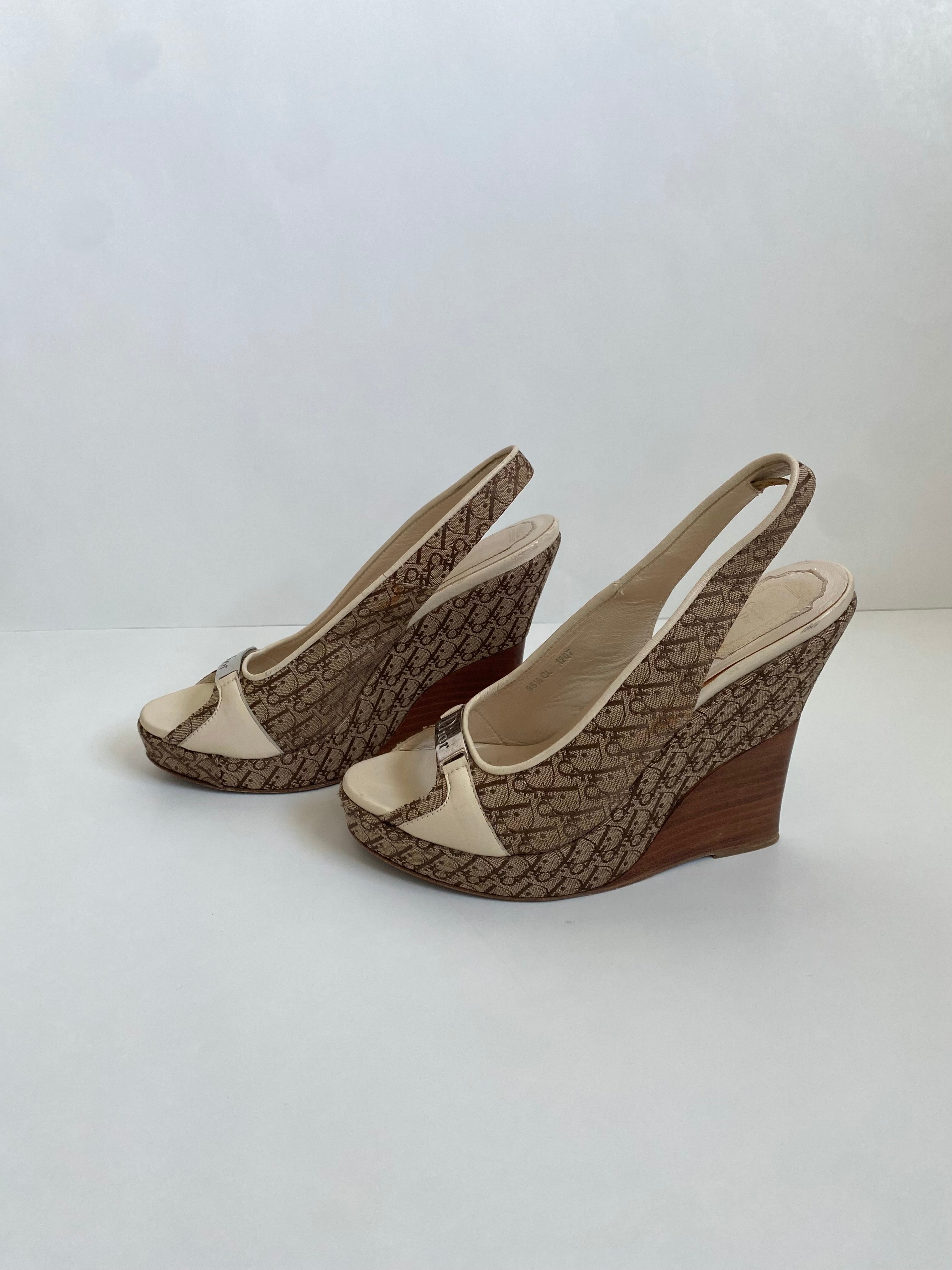 Christian Dior Trotter Slingback Wedge | US 5.5/ EU 35.5