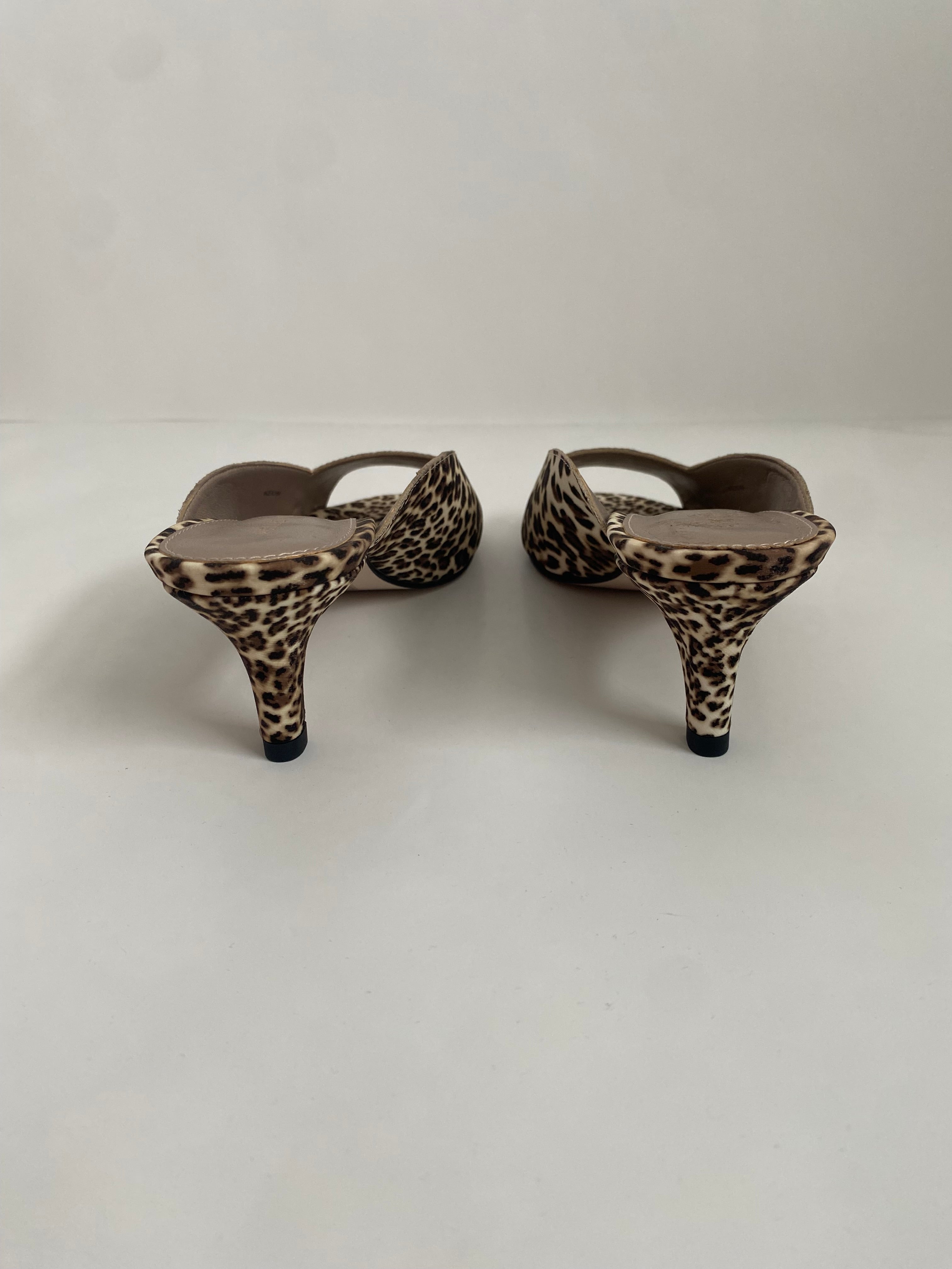 Pelle Moda Leopard Print Kitten Heel Mule US 6