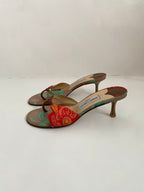 Jimmy Choo Brown Tropical Floral Kitten Heel EU 37 | US 7