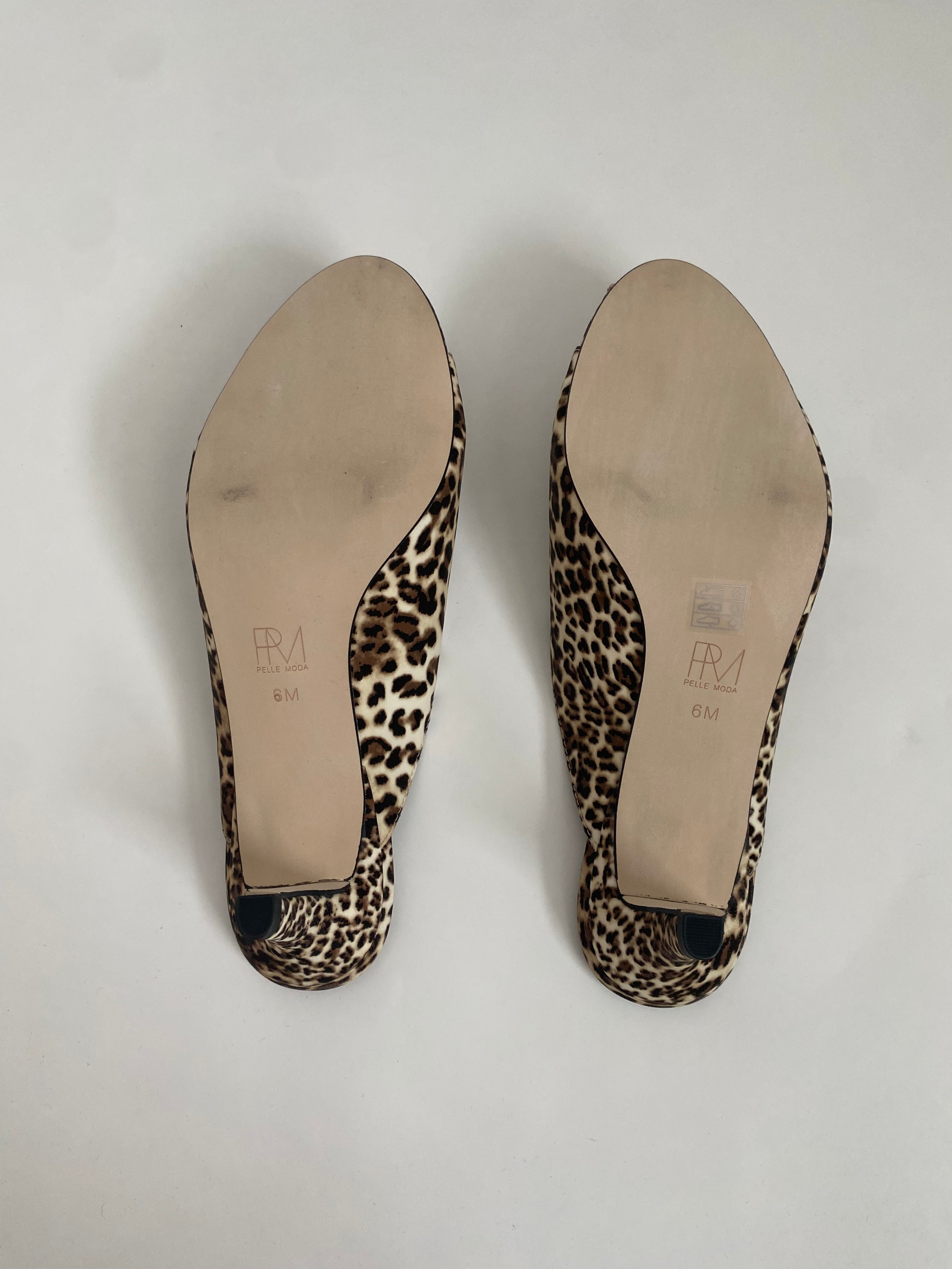 Pelle Moda Leopard Print Kitten Heel Mule US 6