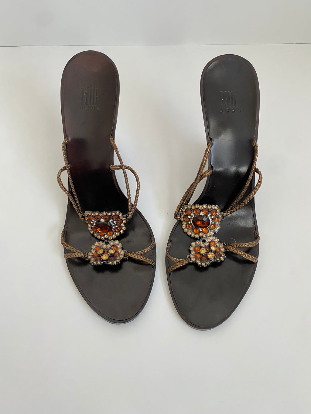 Pelle Moda Gold Floral Embellished Wedge | US 10
