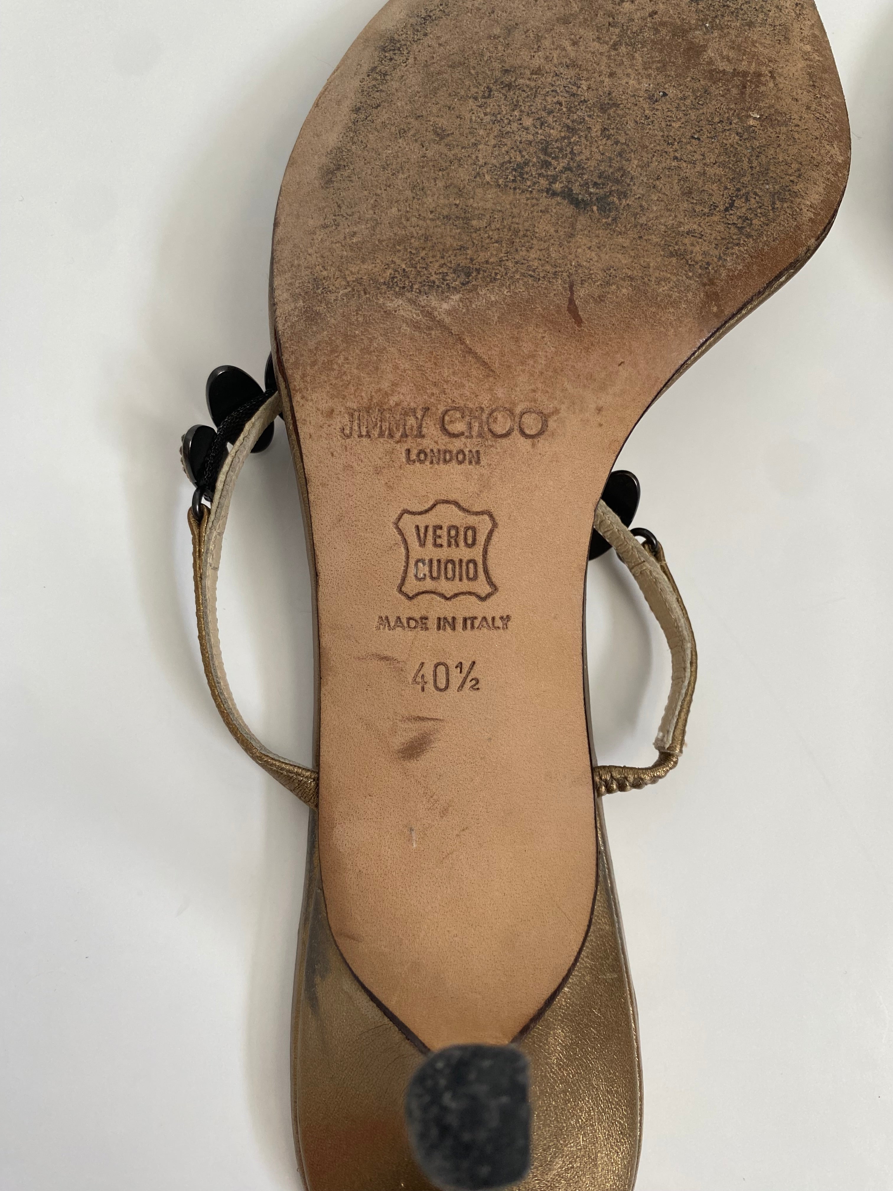 Jimmy Choo Bronze Jewel T-Strap Kitten Heel Mule | US 10.5/ EU 40.5