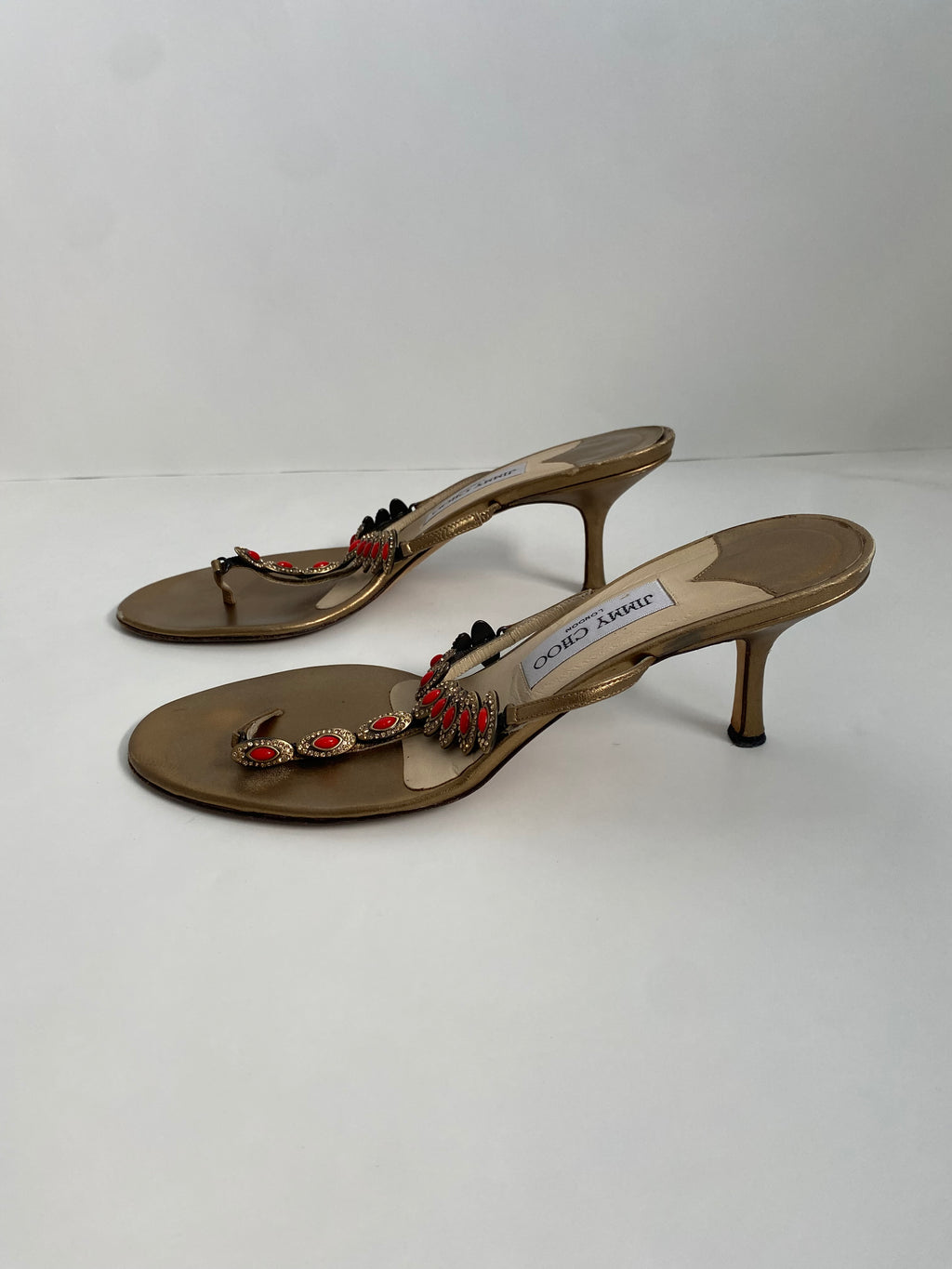 Jimmy Choo Bronze Jewel T-Strap Kitten Heel Mule | US 10.5/ EU 40.5