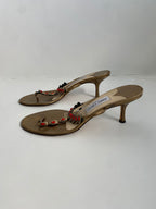 Jimmy Choo Bronze Jewel T-Strap Kitten Heel Mule | US 10.5/ EU 40.5