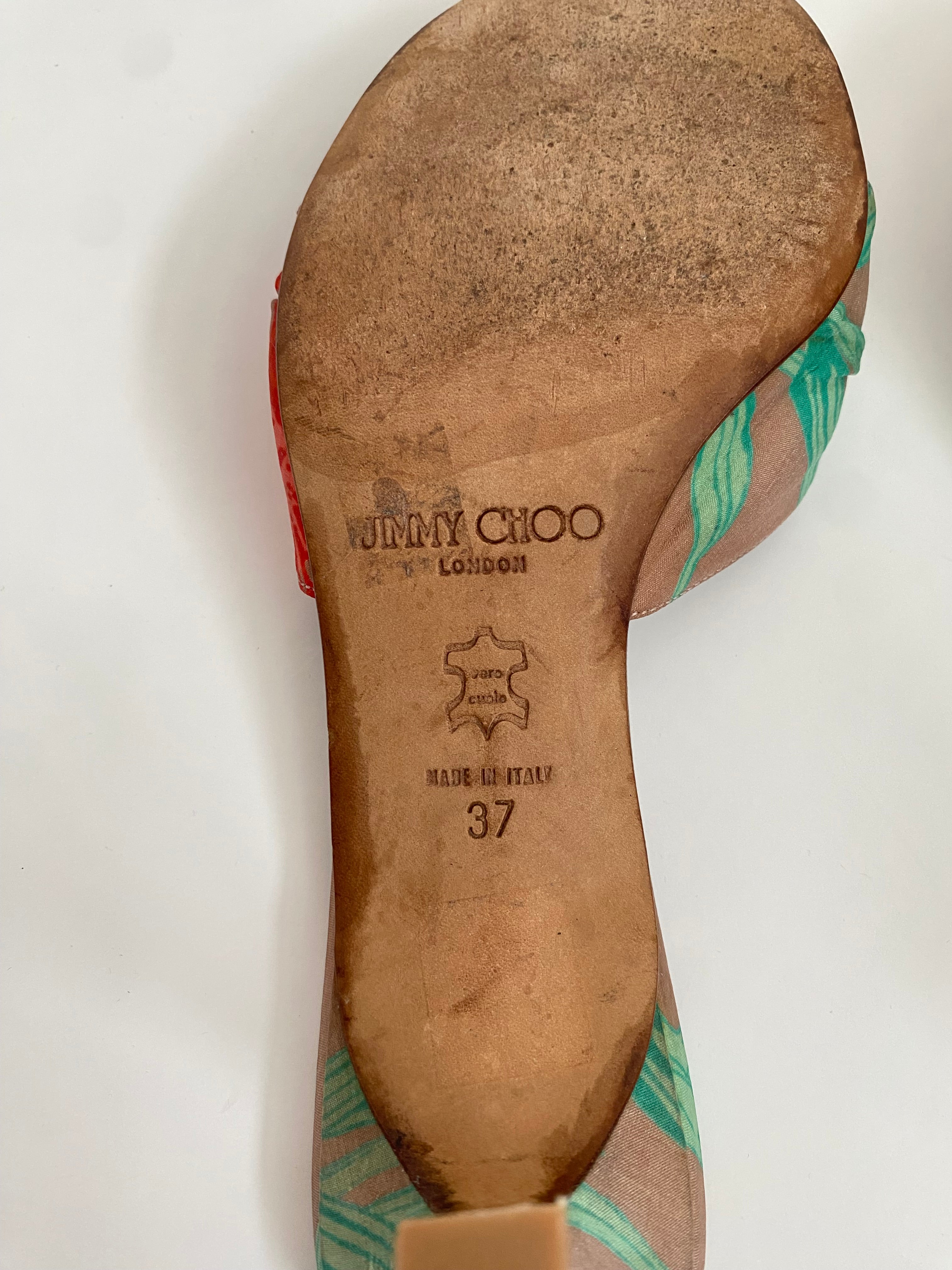Jimmy Choo Brown Tropical Floral Kitten Heel EU 37 | US 7