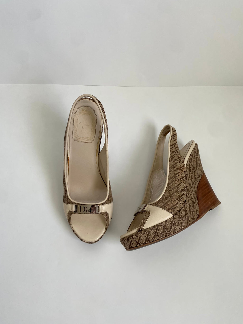 Christian Dior Trotter Slingback Wedge | US 5.5/ EU 35.5