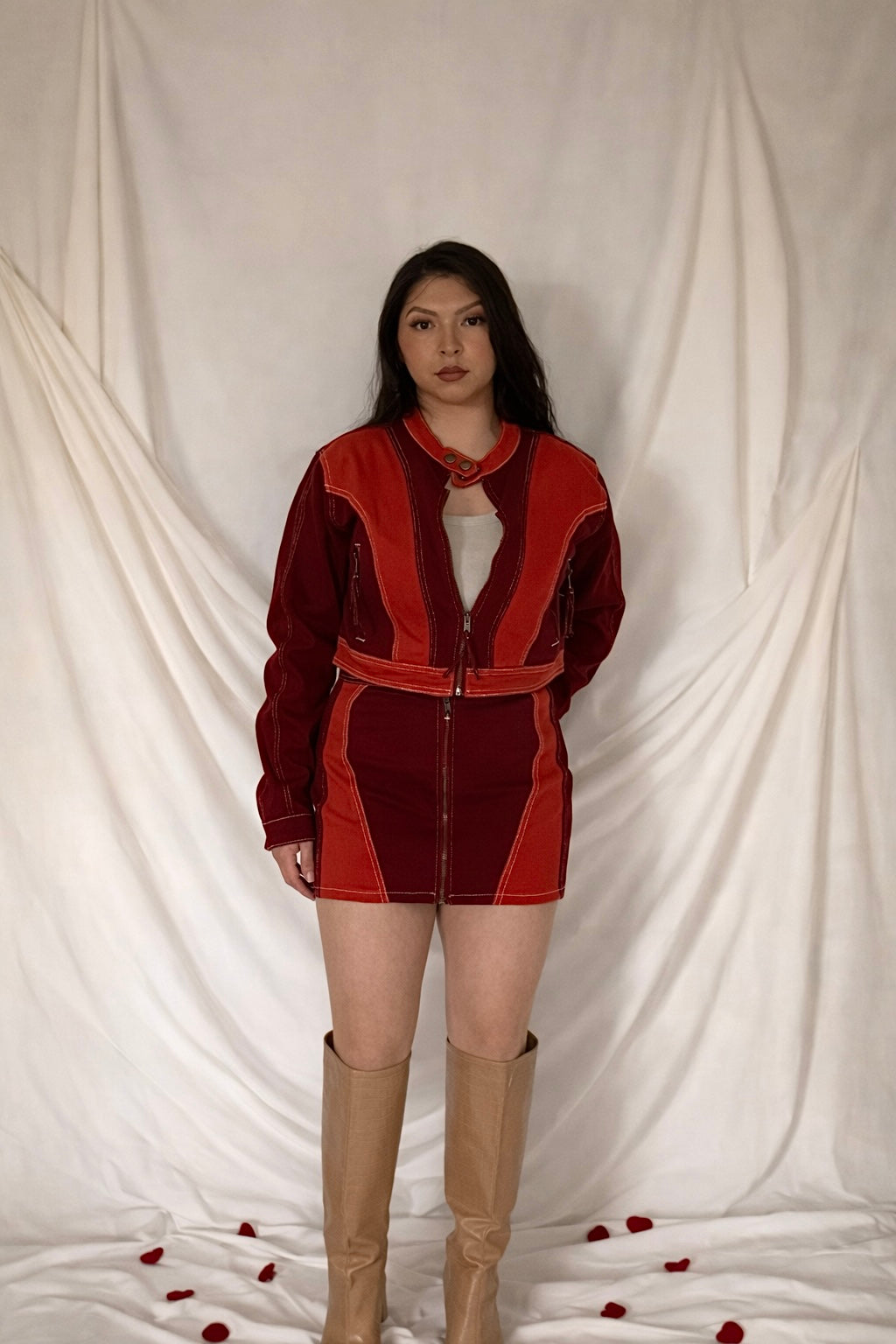 Scarlet Patchwork Mini Skirt