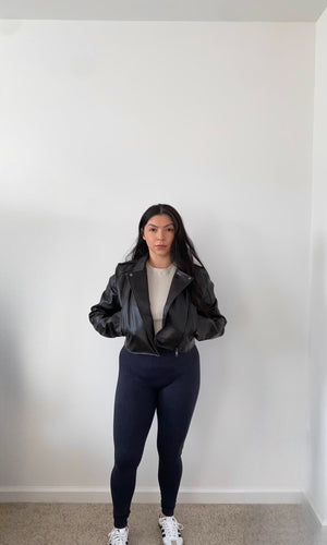 Espresso Cropped Leather Jacket