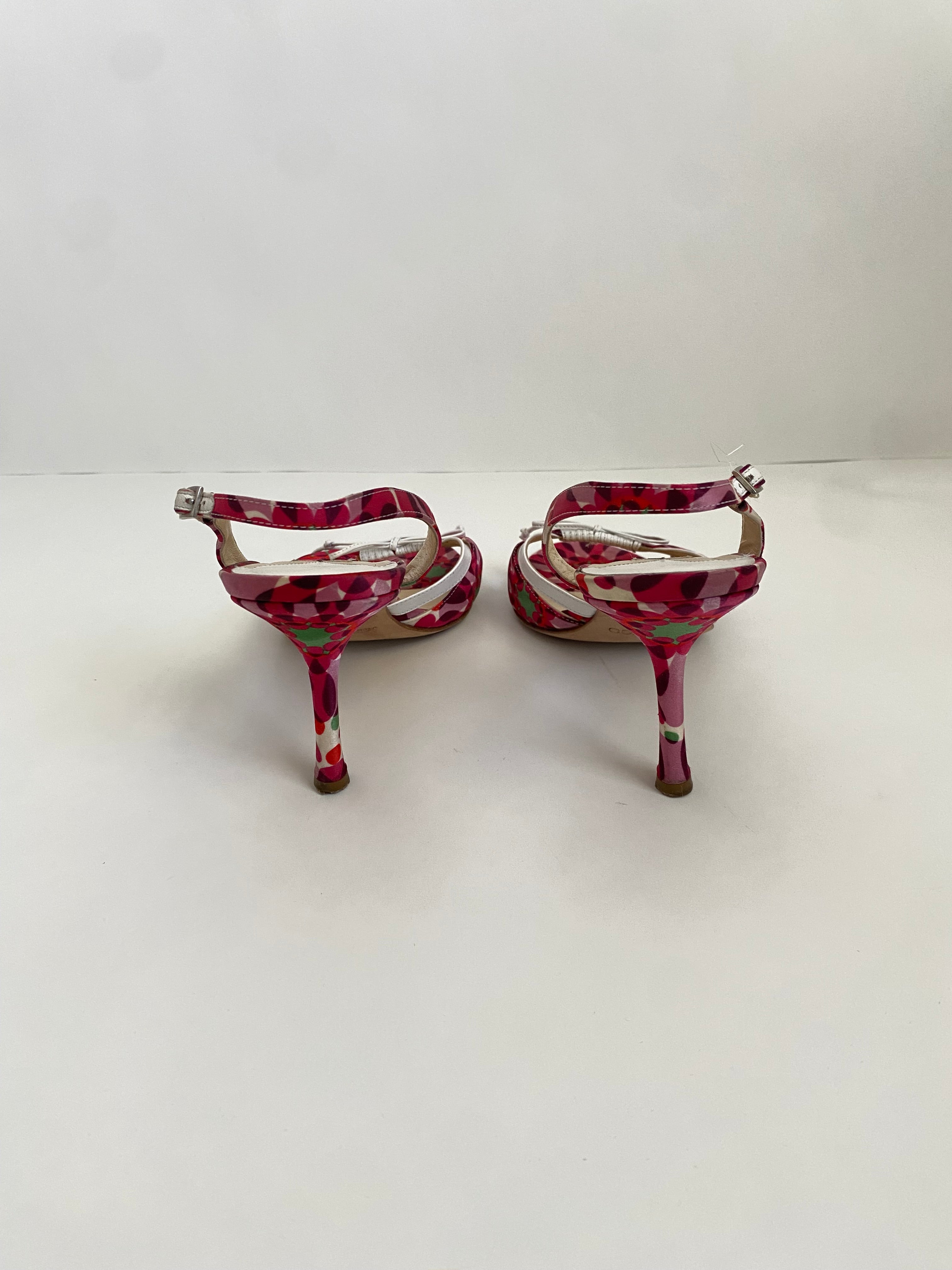 Jimmy Choo Pink Floral Satin Heel EU 38.5 | US 8.5