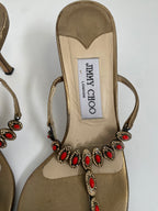 Jimmy Choo Bronze Jewel T-Strap Kitten Heel Mule | US 10.5/ EU 40.5
