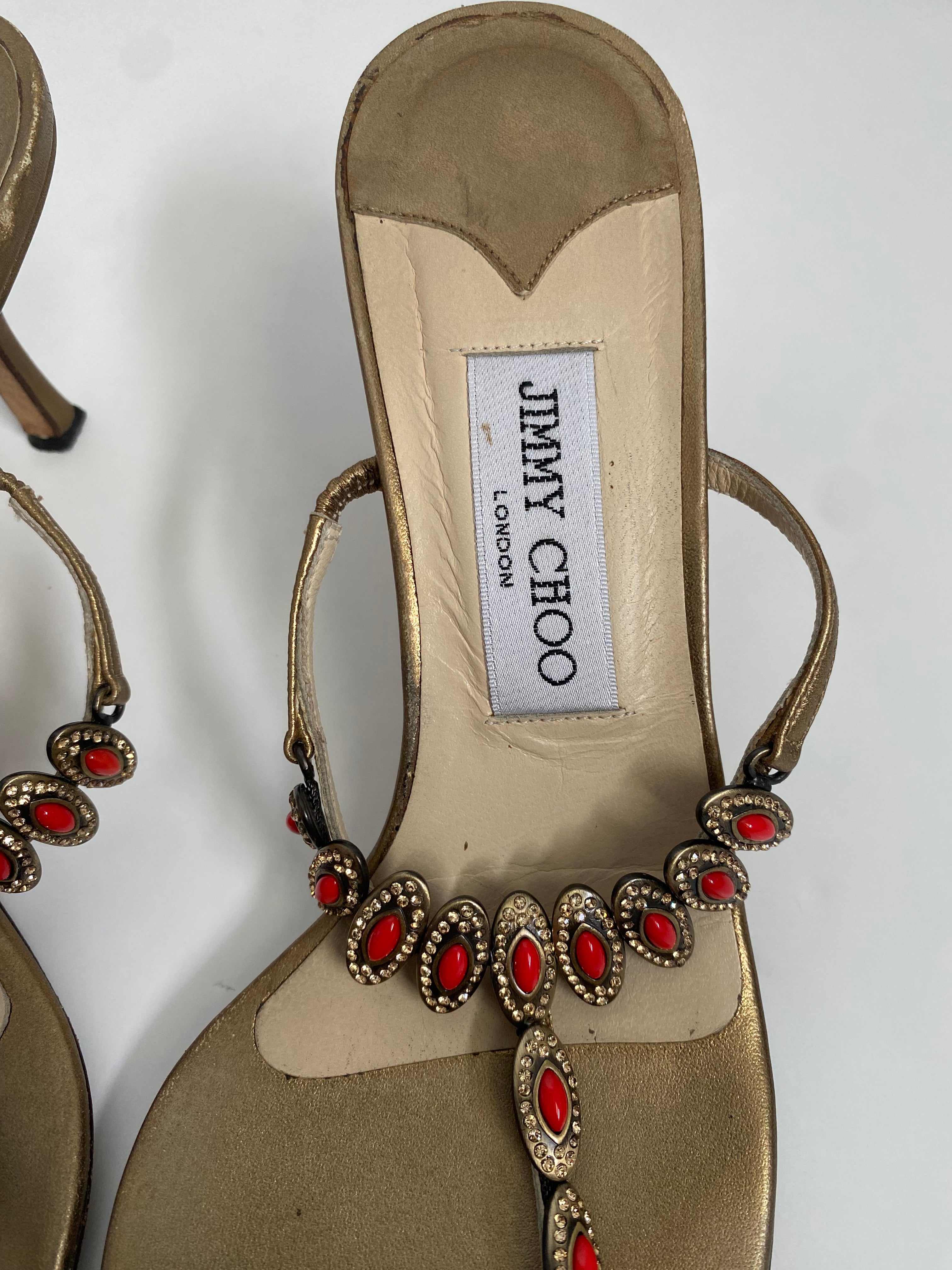 Jimmy Choo Bronze Jewel T-Strap Kitten Heel Mule | US 10.5/ EU 40.5
