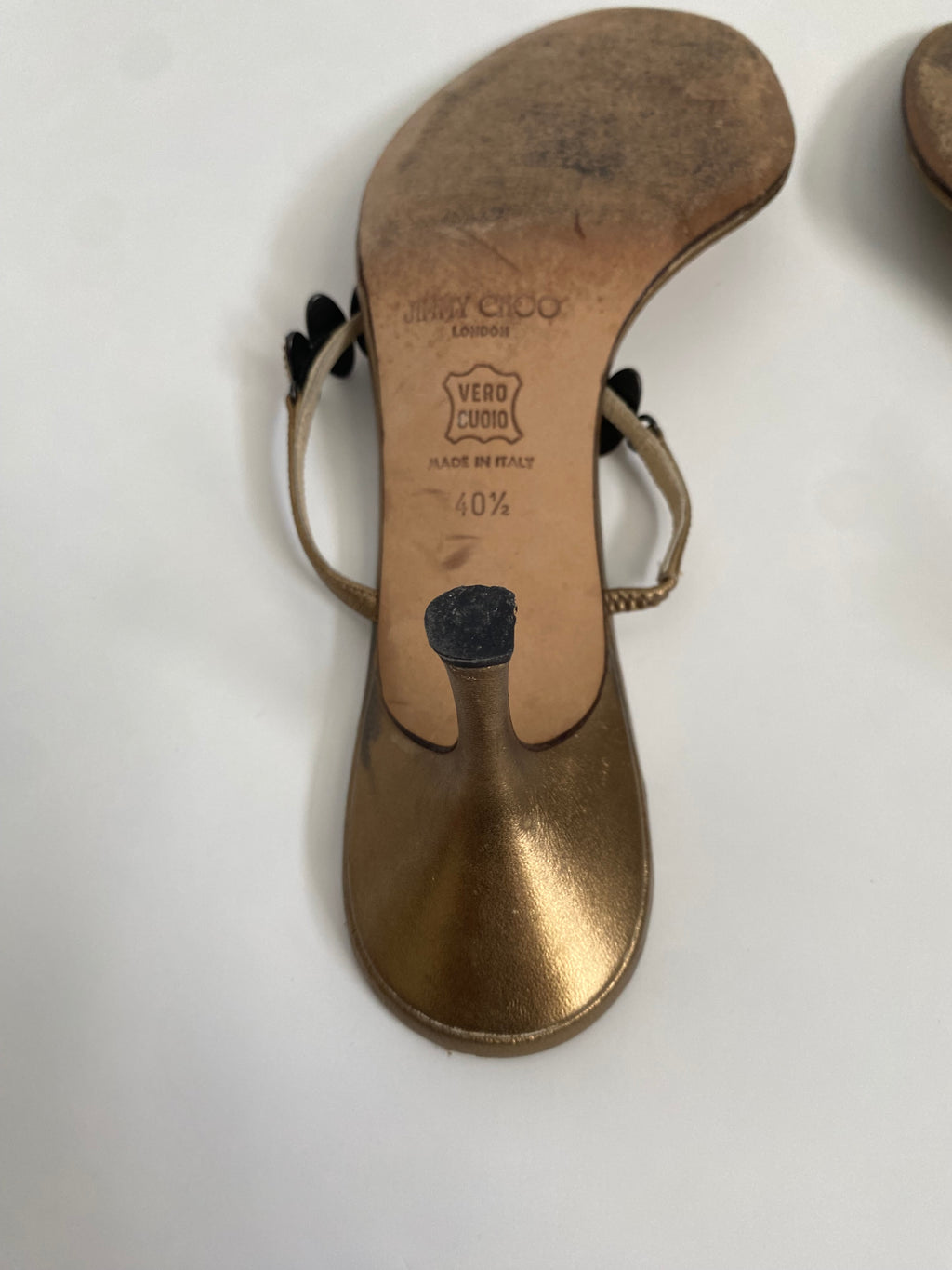 Jimmy Choo Bronze Jewel T-Strap Kitten Heel Mule | US 10.5/ EU 40.5