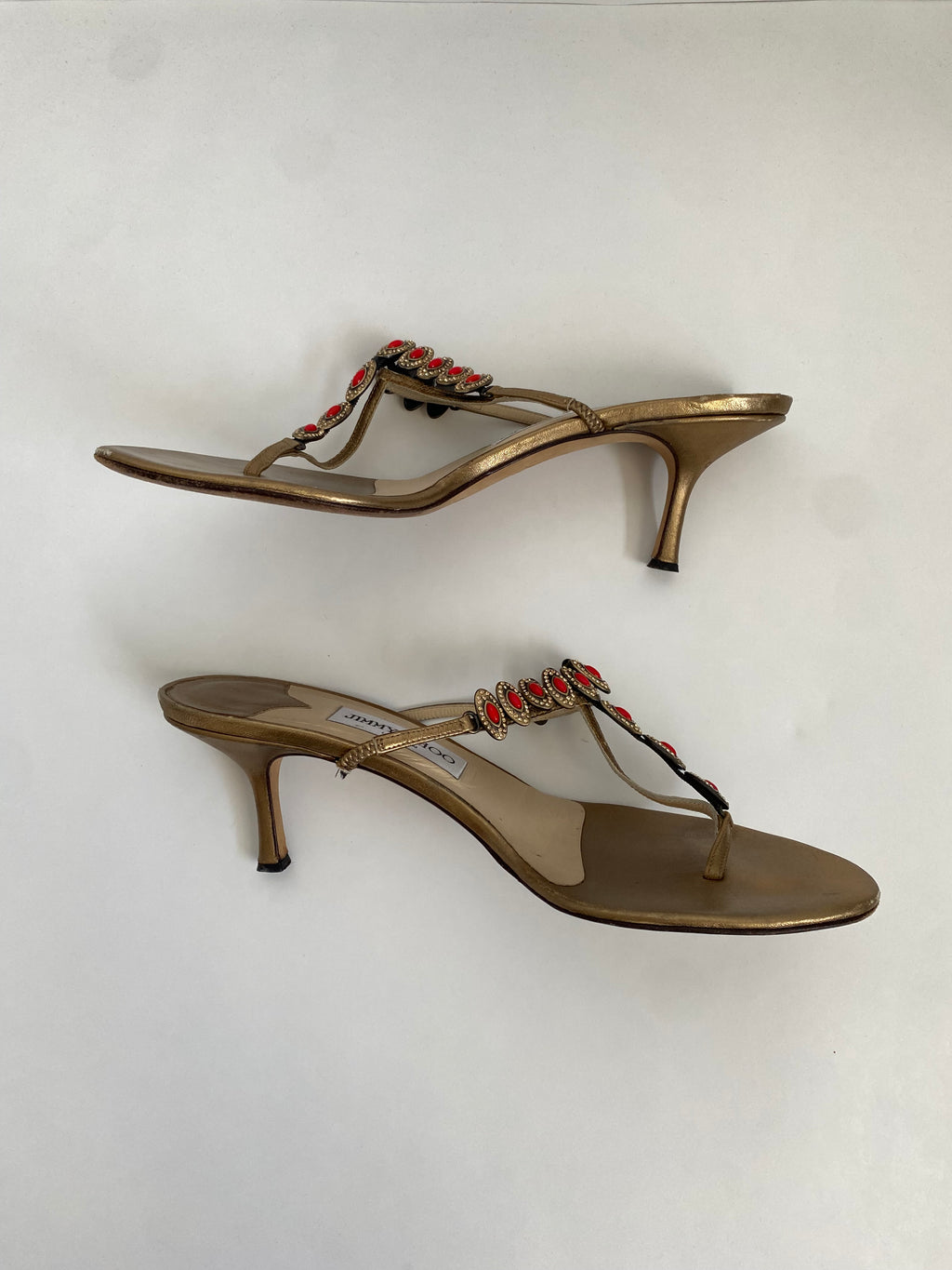 Jimmy Choo Bronze Jewel T-Strap Kitten Heel Mule | US 10.5/ EU 40.5