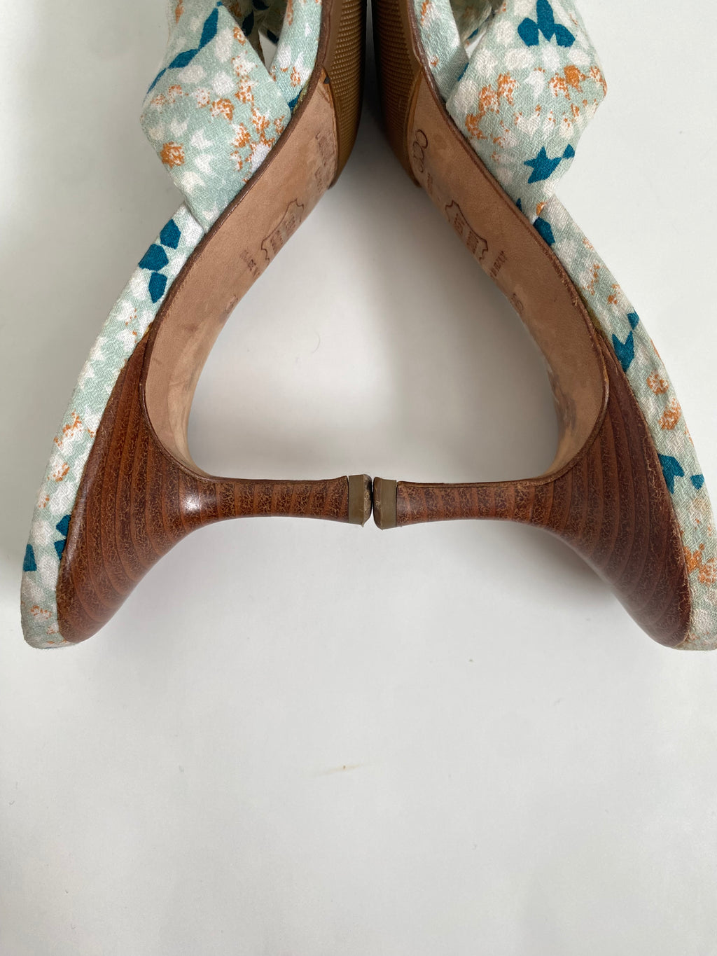 Jimmy Choo Blue and White Geometric Floral Mule Heel EU 36 | US 6