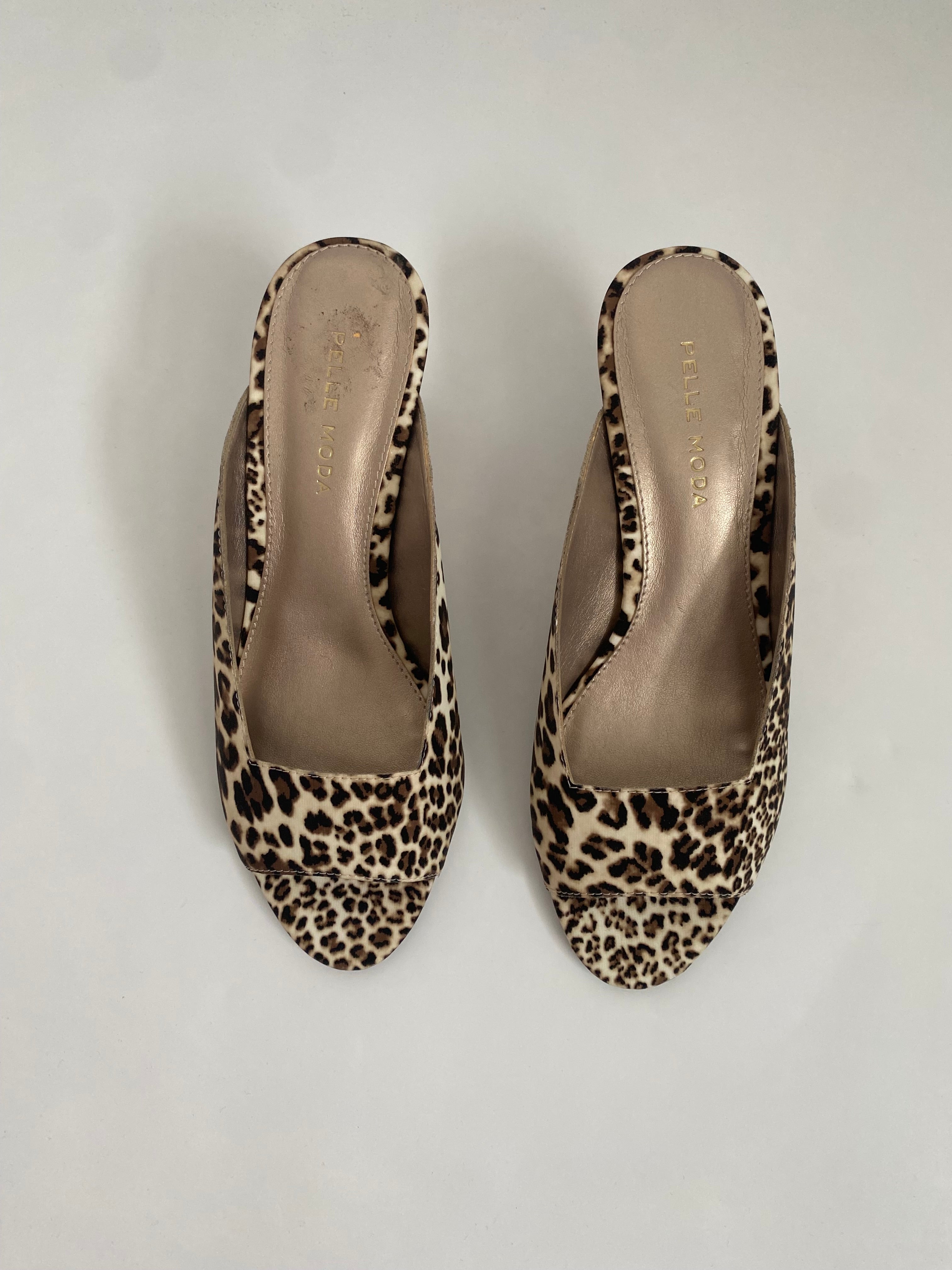 Pelle Moda Leopard Print Kitten Heel Mule US 6