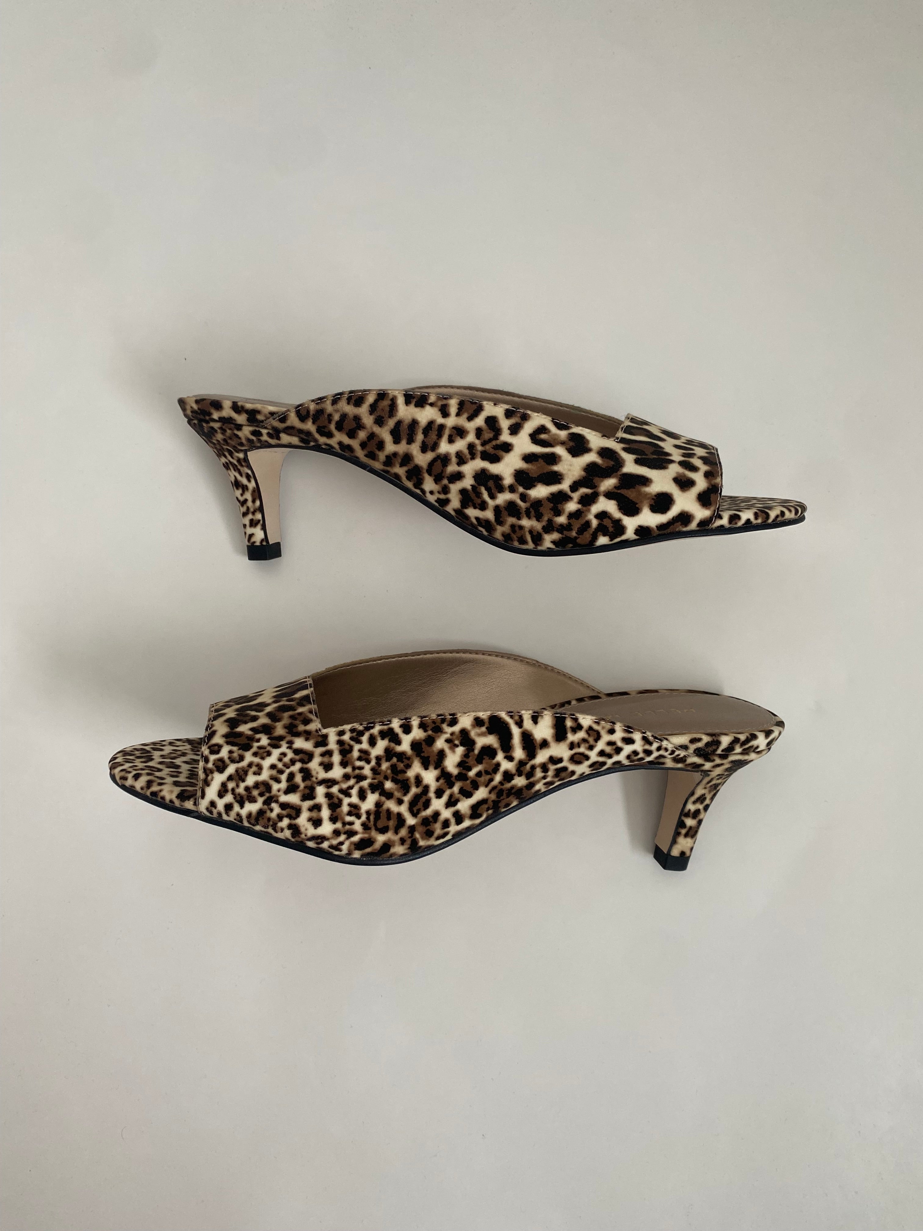 Pelle Moda Leopard Print Kitten Heel Mule US 6